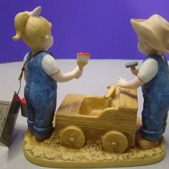 HOMCO DENIM DAYS "THE GO CART" PORCELAIN FIGURINE #15352-00 Farm with hang tag - Picture 14 of 16